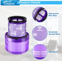 Leadaybetter Mosható HEPA Szűrő Készlet Dyson V11 V15 Porszívókhoz - 2 db Filter + Tisztítókefe, SV14 SV17 SV22 Kompatibilis 4