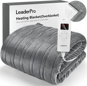 LeaderPro Električni pokrivač 160x180cm - 6 razina temperature, automatsko isključivanje, periv, zaštita od pregrijavanja, timer 1-9 sati, flanel