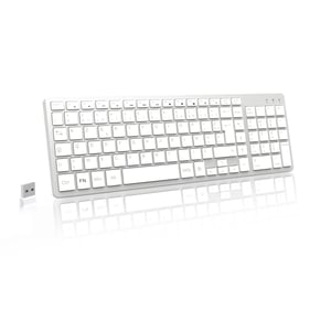 LeadsaiL AZERTY bežična tipkovnica, USB 2.4GHz, 12 multimedijskih tipki - srebrna