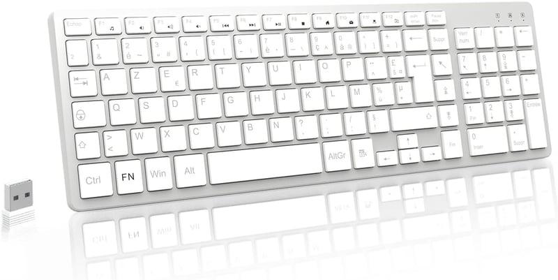 LeadsaiL AZERTY Vezeték nélküli Billentyűzet USB 2.4GHz Multimédia Gombokkal