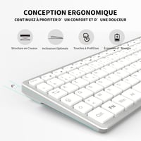 LeadsaiL AZERTY Vezeték nélküli Billentyűzet USB 2.4GHz Multimédia Gombokkal 3