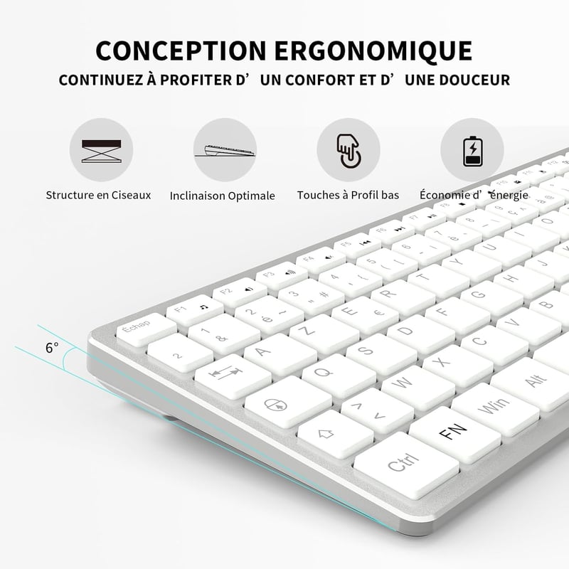 LeadsaiL AZERTY Vezeték nélküli Billentyűzet USB 2.4GHz Multimédia Gombokkal