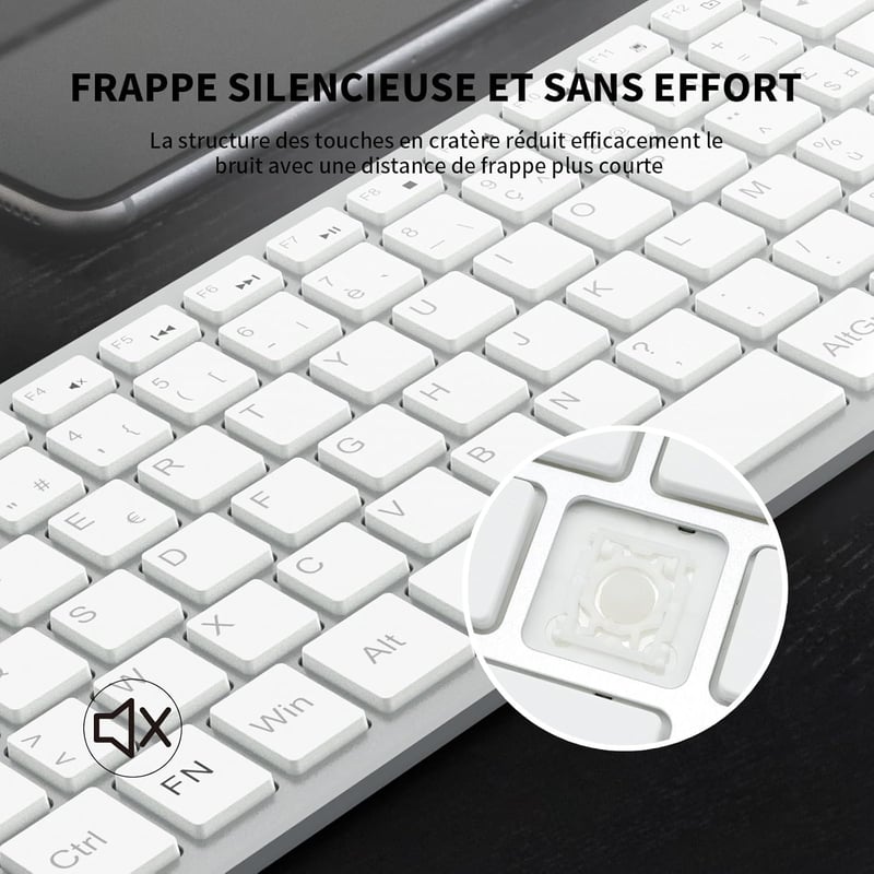 LeadsaiL AZERTY Vezeték nélküli Billentyűzet USB 2.4GHz Multimédia Gombokkal