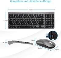 LeadsaiL Ergonomikus Vezeték Nélküli Billentyűzet és Egér Szett, QWERTZ, Csendes 6