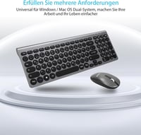 LeadsaiL Ergonomikus Vezeték Nélküli Billentyűzet és Egér Szett, QWERTZ, Csendes 7