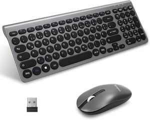 LeadsaiL ergonomski bežični set tipkovnice i miša, QWERTZ - sivi