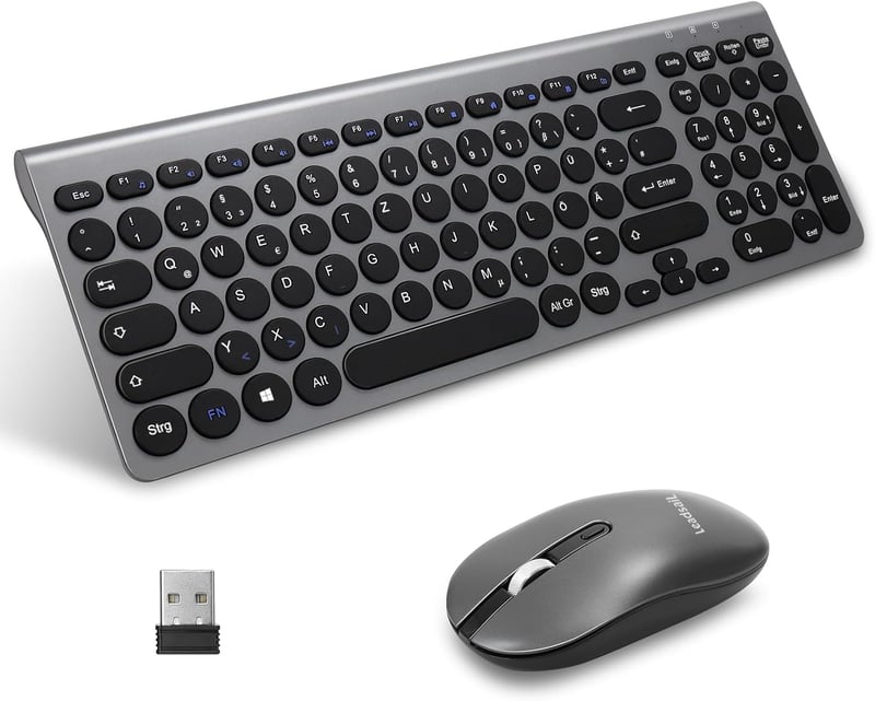 LeadsaiL Ergonomikus Vezeték Nélküli Billentyűzet és Egér Szett, QWERTZ, Csendes