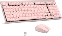 LeadsaiL FA98 Wireless Billentyűzet és Egér Szett, QWERTZ Layout, Kompakt 98 Gombos, Piros Switch, 1600 DPI, Rózsaszín 1