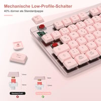 LeadsaiL FA98 Wireless Billentyűzet és Egér Szett, QWERTZ Layout, Kompakt 98 Gombos, Piros Switch, 1600 DPI, Rózsaszín 2