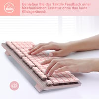 LeadsaiL FA98 Wireless Billentyűzet és Egér Szett, QWERTZ Layout, Kompakt 98 Gombos, Piros Switch, 1600 DPI, Rózsaszín 4