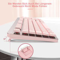 LeadsaiL FA98 Wireless Billentyűzet és Egér Szett, QWERTZ Layout, Kompakt 98 Gombos, Piros Switch, 1600 DPI, Rózsaszín 5