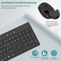 LeadsaiL K786 Vezeték nélküli billentyűzet és egér szett, QWERTZ német layout, csendes billentyűzet, 2.4 GHz USB nano vevővel - black 3