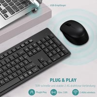LeadsaiL K786 Vezeték nélküli billentyűzet és egér szett, QWERTZ német layout, csendes billentyűzet, 2.4 GHz USB nano vevővel - black 2