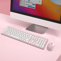 LeadsaiL K786 Bezdrôtová súprava klávesnice a myši, nemecké rozloženie QWERTZ, tichá klávesnica, 2,4 GHz USB nano prijímač, pre PC/notebook, ružová 7