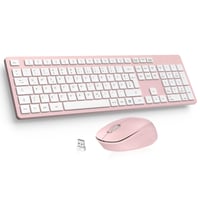LeadsaiL K786 Bezdrôtová súprava klávesnice a myši, nemecké rozloženie QWERTZ, tichá klávesnica, 2,4 GHz USB nano prijímač, pre PC/notebook, ružová 1
