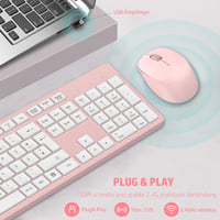 LeadsaiL K786 Bezdrôtová súprava klávesnice a myši, nemecké rozloženie QWERTZ, tichá klávesnica, 2,4 GHz USB nano prijímač, pre PC/notebook, ružová 4