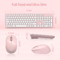 LeadsaiL K786 Bezdrôtová súprava klávesnice a myši, nemecké rozloženie QWERTZ, tichá klávesnica, 2,4 GHz USB nano prijímač, pre PC/notebook, ružová 6