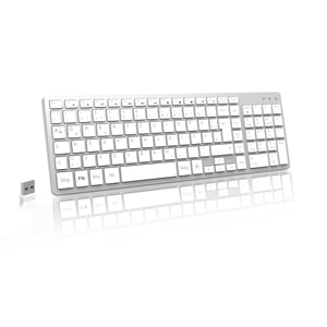 LeadsaiL Bežična tipkovnica 2,4 GHz QWERTZ Njemački raspored s numeričkom tipkovnicom tihih tipki za PC Laptop Mac