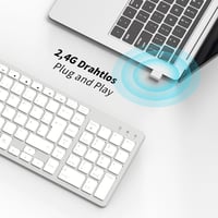 LeadsaiL Vezeték Nélküli Billentyűzet 2.4 GHz QWERTZ Német Kiosztás Numerikus Billentyűzettel Csendes Gombokkal PC Laptop Mac 2