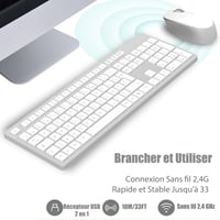LeadsaiL Vezeték nélküli billentyűzet és egér szett, AZERTY, fehér-szürke 2