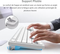 LeadsaiL Vezeték nélküli billentyűzet és egér szett, AZERTY, fehér-szürke 3