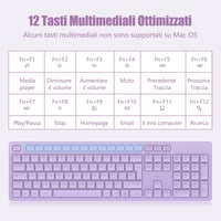 LeadsaiL Vezeték nélküli billentyűzet, teljes méretű QWERTY, ergonomikus USB 2,4 GHz, számpad, PC/Mac/Laptop - Lila 4