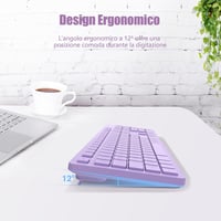 LeadsaiL Vezeték nélküli billentyűzet, teljes méretű QWERTY, ergonomikus USB 2,4 GHz, számpad, PC/Mac/Laptop - Lila 3