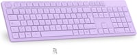 LeadsaiL Vezeték nélküli billentyűzet, teljes méretű QWERTY, ergonomikus USB 2,4 GHz, számpad, PC/Mac/Laptop - Lila 1