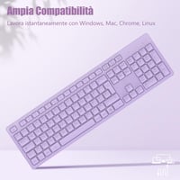 LeadsaiL Vezeték nélküli billentyűzet, teljes méretű QWERTY, ergonomikus USB 2,4 GHz, számpad, PC/Mac/Laptop - Lila 6