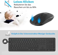 LeadsaiL Wireless Billentyűzet és Egér Szett, 2.4G QWERTZ Német Kiosztás 2