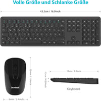 LeadsaiL Wireless Billentyűzet és Egér Szett, 2.4G QWERTZ Német Kiosztás 3