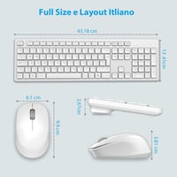 LeadsaiL Wireless Billentyűzet és Egér Szett Numerikus Billentyűzettel, 2.4GHz USB, Fehér 6