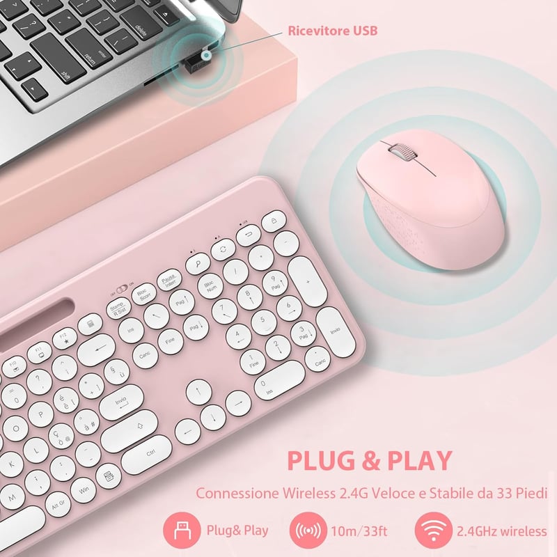 LeadsaiL Wireless Billentyűzet és Egér Szett Telefon Tablet Állvánnyal