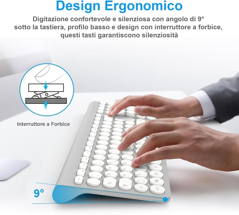LeadsaiL Wireless Billentyűzet és Egér Szett USB Ergonomikus Csendes QWERTY