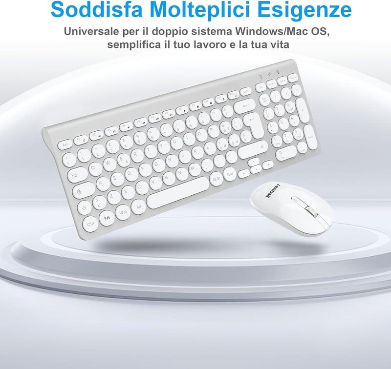 LeadsaiL Wireless Billentyűzet és Egér Szett USB Ergonomikus Csendes QWERTY