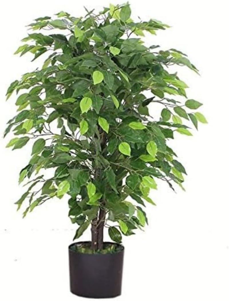 Leaf 90cm Műfikus fa fekete cserépben - nagy bozontos zöld növény - 90 cm, Green Bushy Ficus