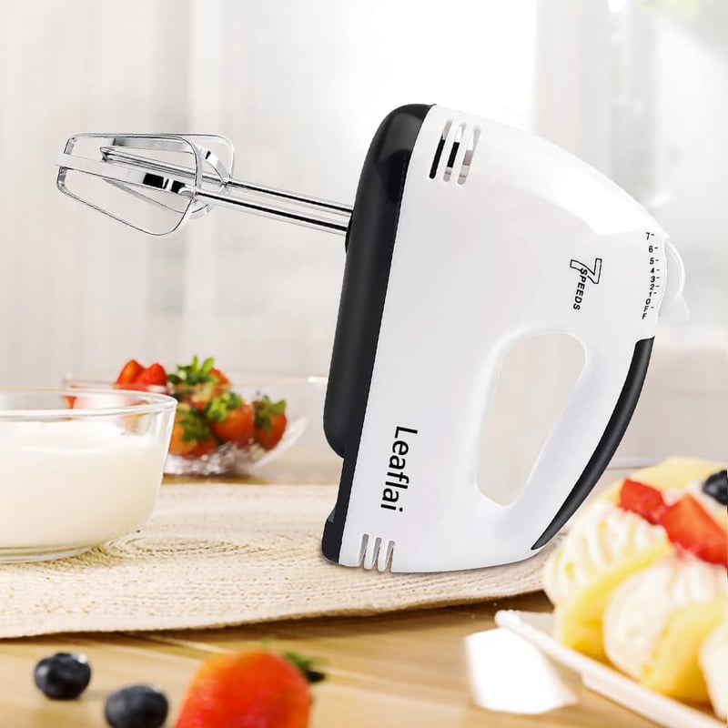 Leaflai elektromos kézi mixer 7 fokozat turbó funkcióval rozsdamentes kiegészítőkkel