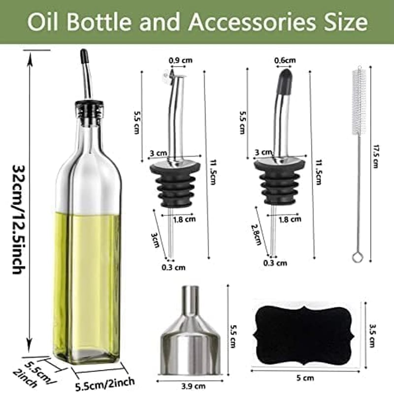Leaflai Olívaolaj Adagoló Üveg 2db Rozsdamentes Acél Öntővel 500ml