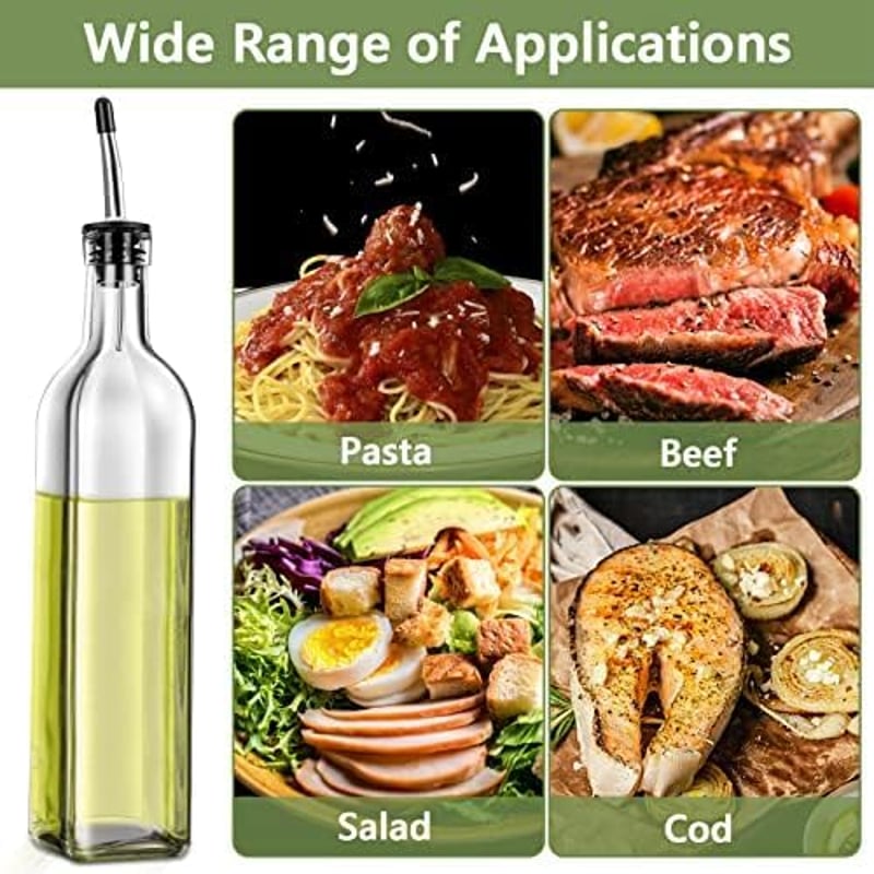 Leaflai Olívaolaj Adagoló Üveg 2db Rozsdamentes Acél Öntővel 500ml