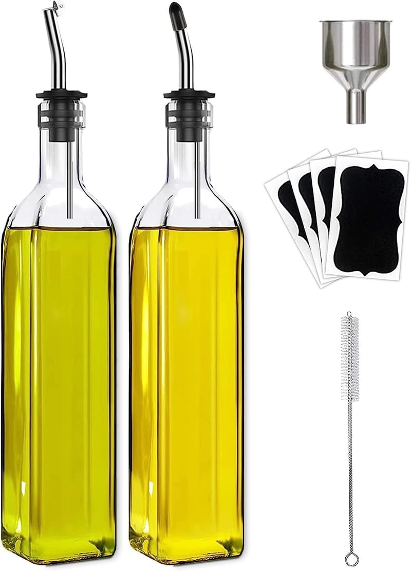 Leaflai Olívaolaj Adagoló Üveg 2db Rozsdamentes Acél Öntővel 500ml