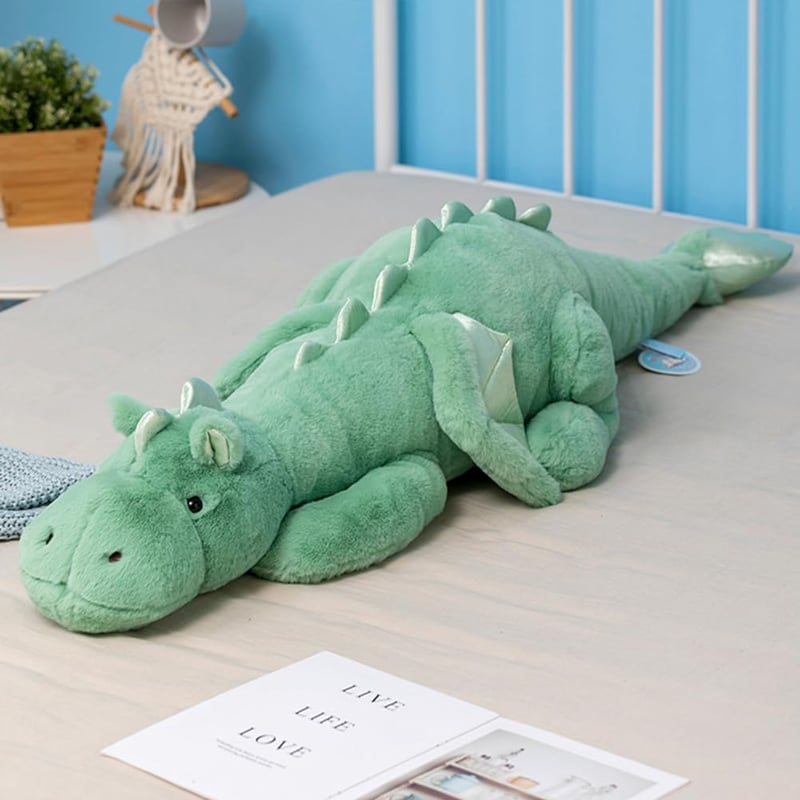 Záťažový plyšový drak Leahaoe, senzorická hračka, 110 cm, 4,5 kg – modrý/zelený/ružový/biely