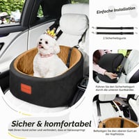 Lealchum autosedačka pre psov s bezpečnostnými popruhmi, pamäťová pena, protišmykové dno, prateľná, čierna/kávová, veľkosť Small 4