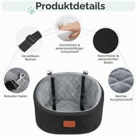 Lealchum autosedačka pre psov s bezpečnostnými popruhmi, pamäťová pena, prateľná, protišmyková spodná časť, čierna/sivá, veľkosť Small 3
