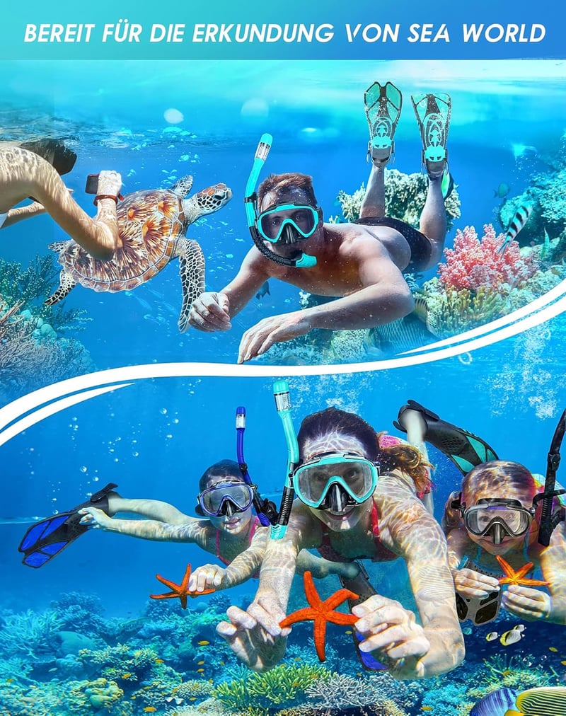 Lealinga 3 az 1-ben búvárkészlet állítható úszólábakkal, anti-szivárgó maszk és száraz snorkel