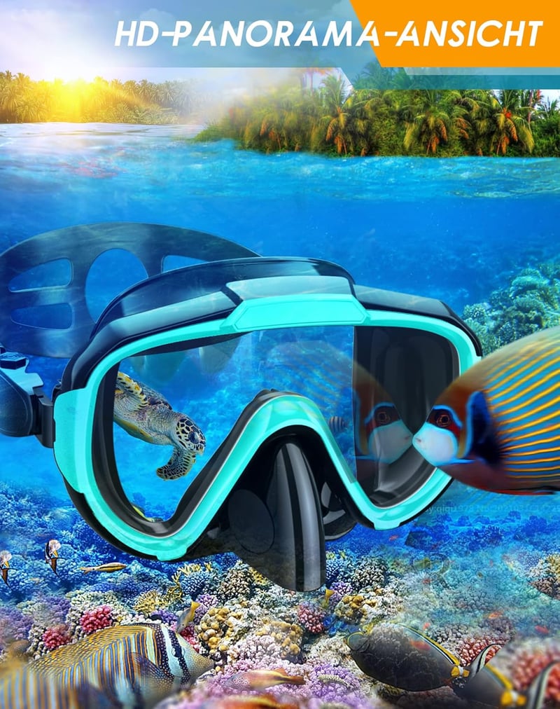 Lealinga 3 az 1-ben búvárkészlet állítható úszólábakkal, anti-szivárgás maszk és száraz snorkel - L-XL, Green