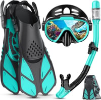 Lealinga 3 az 1-ben búvárkészlet állítható úszólábakkal, anti-szivárgás maszk és száraz snorkel - L-XL, Green 1