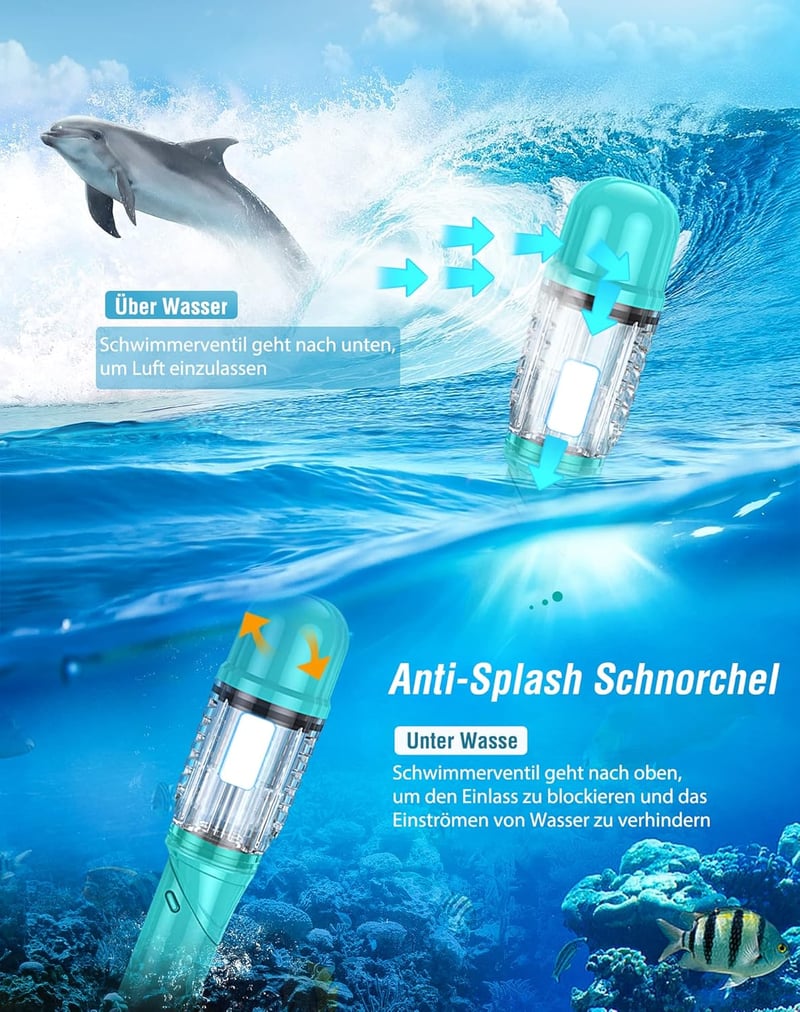 Lealinga 3 az 1-ben búvárkészlet állítható úszólábakkal, anti-szivárgás maszk és száraz snorkel - L-XL, Green