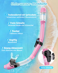 Set de Snorkel pentru Copii Lealinga, Mască de Scufundări Panoramică la 180° Anti-aburire și Snorkel Uscat, Set de Scufundări cu Protecție Nazală Antiderapantă pentru Copii 5