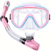 Set de Snorkel pentru Copii Lealinga, Mască de Scufundări Panoramică la 180° Anti-aburire și Snorkel Uscat, Set de Scufundări cu Protecție Nazală Antiderapantă pentru Copii 1