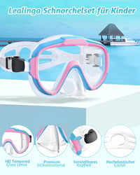 Set de Snorkel pentru Copii Lealinga, Mască de Scufundări Panoramică la 180° Anti-aburire și Snorkel Uscat, Set de Scufundări cu Protecție Nazală Antiderapantă pentru Copii 2